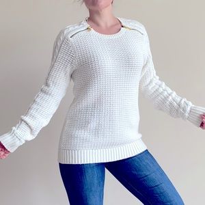 Michael Kors cream sweater gold zippers